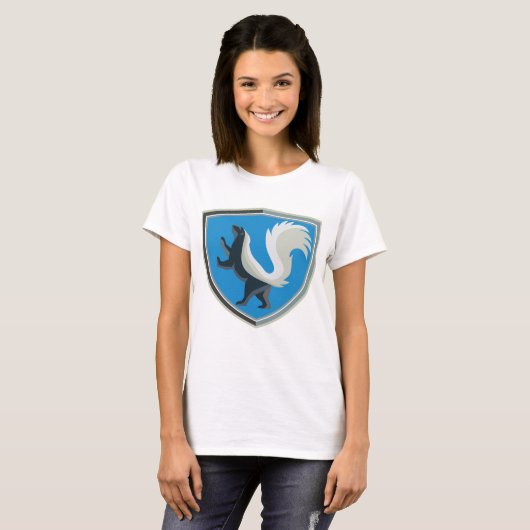 T-shirt Élégant Emblème Skunk Faune Inspiré Crest (Devant entier)