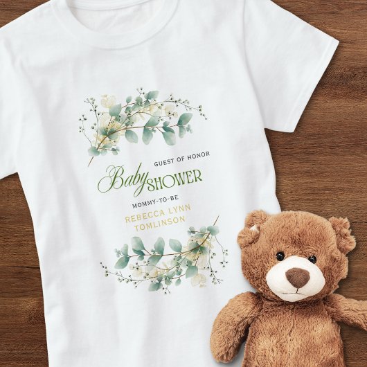 T-shirt Elégant Eucalyptus Baby shower neutre genre