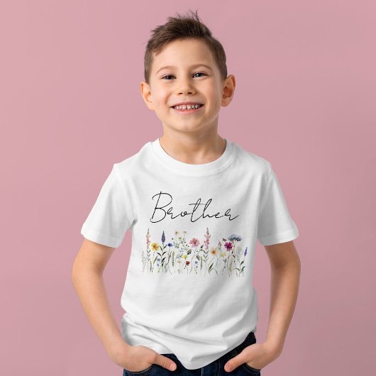 T-shirt Élégant Fleur sauvage Meadow Brother Baby shower