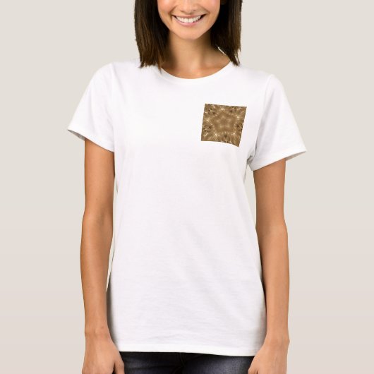 T-shirt Elégant Gold Brown Kaleidoscope Star Design (Devant)