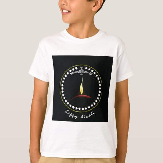 T-shirt Elegant Happy Diwali Diya Flame Star Wreath (Devant)