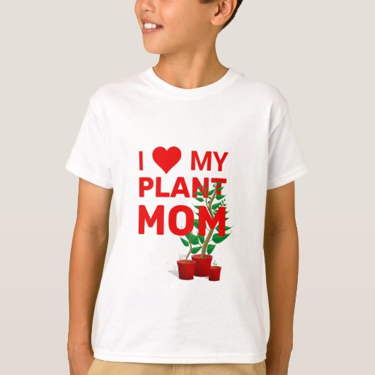 T-shirt Élégant J'AIME MA MÈRE PLANTE (Devant)