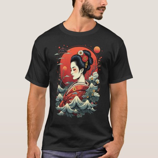 T-shirt Elégant japonais Geisha Art Tee (Devant)