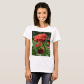 T-shirt Elégant jardin fleuri rouge orangé (Devant entier)