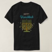 T-shirt Élégant, Joyeux Hanoukka, Menorah (Design devant)