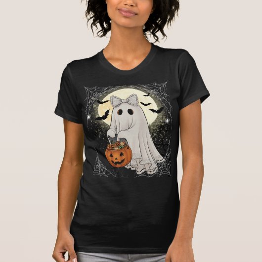 T-shirt Élégant Lace Trick-or-Treat Ghost (Devant)