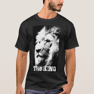 T-shirt Élégant Lion Moderne Noir Et Blanc Pop Art