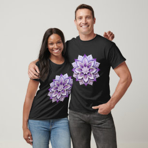 T-shirt Élégant Mandala Floral Violet - Fleur complexe