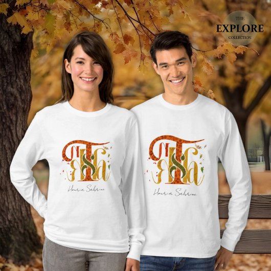 T-shirt Elegant Manuscript Thanks Autumn Fall Foliage
