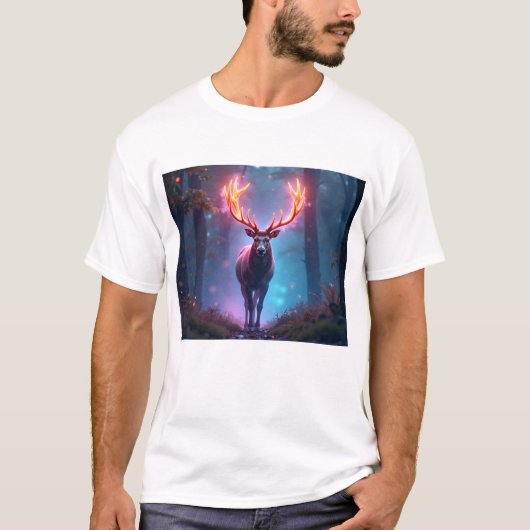 T-shirt Elegant Minimalist Line Art Deer (Devant)