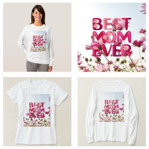 T-shirt Élégant Moderne Meilleure Maman Super Maman Rose F