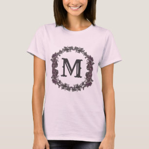 T-shirt Élégant Monogramme encadré de violet et d'argent