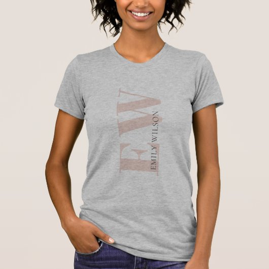 T-shirt Elégant Monogramme gris clair simple (Devant)