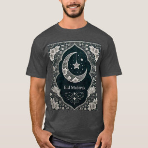 T-shirt Elegant noir & blanc Aïd Moubarak croissant floral