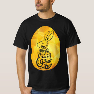 T-shirt Elégant Oeuf de Pâques Géométrique avec Bunny & Ha