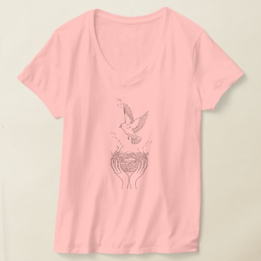 T-shirt Elégant Oiseau et Nest Line Art Femmes (Poser)