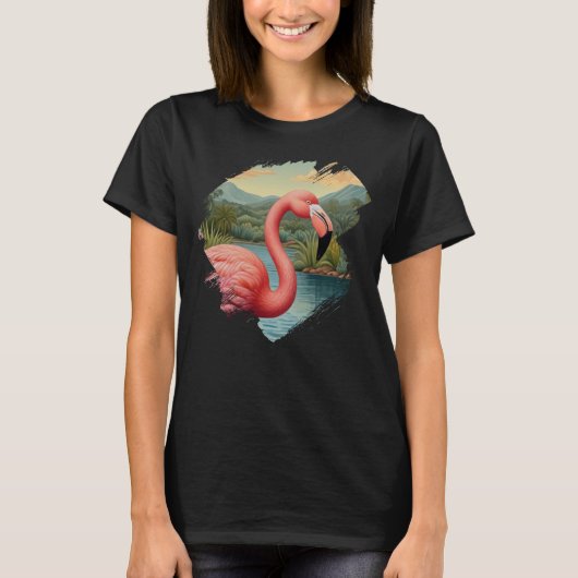 T-shirt Élégant paradis tropical flamand rose (Devant)