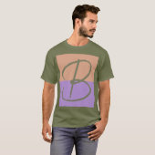 T-shirt Élégant Pastel Colorblock Monogramme Lettre initia (Devant entier)