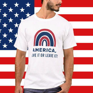 T-shirt Élégant Patriotique USA American Rainbow 4 juillet