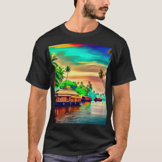 T-shirt Elégant paysage naturel du Kerala de cocotiers