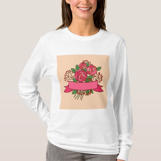 T-shirt Elegant Pink Rose Floral Bouquet (Devant)