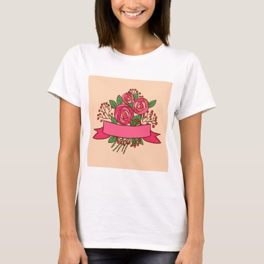 T-shirt Elegant Pink Rose Floral Bouquet (Devant)