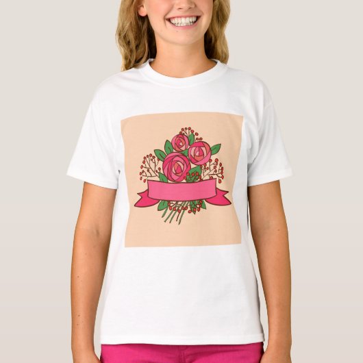 T-shirt Elegant Pink Rose Floral Bouquet (Devant)
