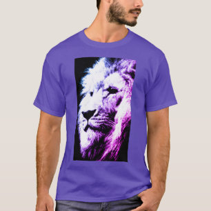 T-shirt Élégant Pop Art moderne tête de lion des hommes vi