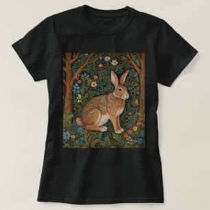 T-shirt Élégant retro lapin boisé boisé fleuri