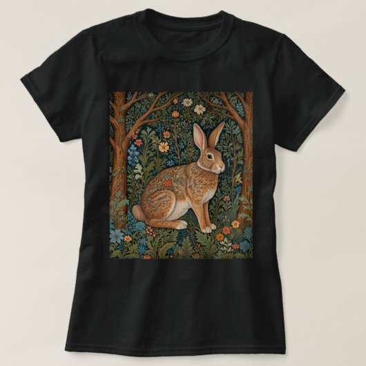 T-shirt Élégant retro lapin boisé boisé fleuri (Design devant)