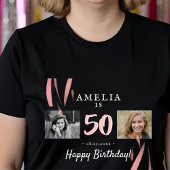 T-shirt Élégant rose noir 50e anniversaire 2 photos