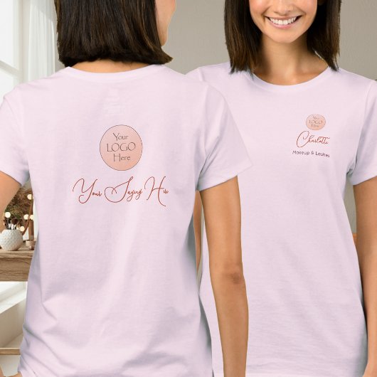 T-shirt Elegant Script Employee Name Business Logo Makeup