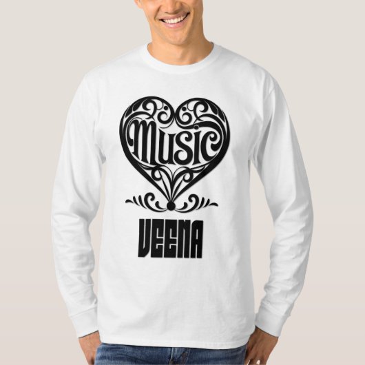 T-shirt Elegant Scrolled Heart for Veena Lovers (Devant)