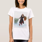 T-shirt Elegant Woman in Santa Hat Pulling Christmas Tree (Devant)