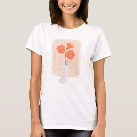 T-shirt Elégante aquarelle Flowers dans Vase (Devant)