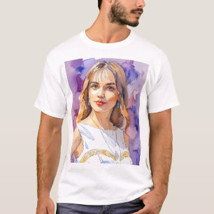T-shirt Elégante aquarelle Portrait femme Chemise artist