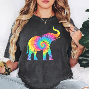 T-shirt Élégante Art Tie-Dye à Motif d'Éléphant