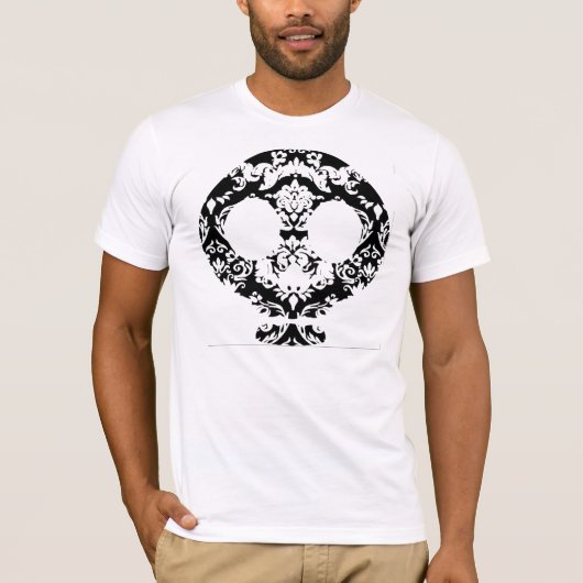 T-shirt Elégante chemise Damask Lace Goth Skull (Devant)