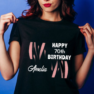 T-shirt Elégante couleur rose noire 70e Joyeux anniversair