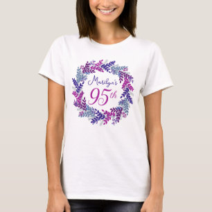 T-shirt Élégante couronne rose violet 95e anniversaire