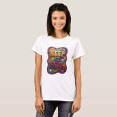 T-shirt Élégante écriture 3D KEEP IT REAL en or (Devant entier)