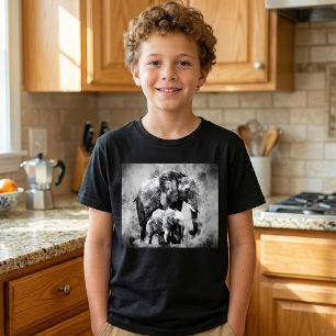 T-shirt Élégante Éléphante d'Afrique femelle avec son élép