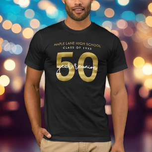 T-shirt Elégante Faux Gold 50 Année Classe Réunion