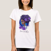 T-shirt Élégante femme Afro Rose violette (Devant)