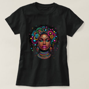 T-shirt Élégante fille noire afro-américaine avec bling