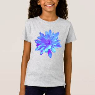 T-Shirt Élégante fleur florale violette bleu