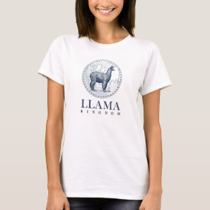T-shirt Élégante Llama avec Globe and Llama Kingdom Texte