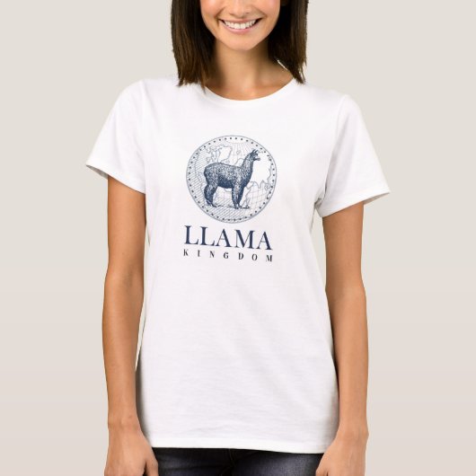 T-shirt Élégante Llama avec Globe and Llama Kingdom Texte (Devant)