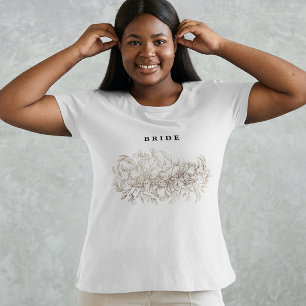 T-shirt Élégante Main dessinée Botanique Mariée de la fête