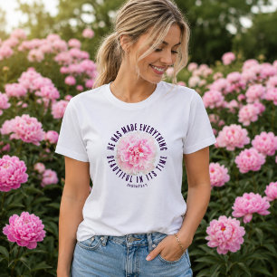T-shirt Élégante Pivoine Rose Clair Ecclésiaste 3:11 Flora